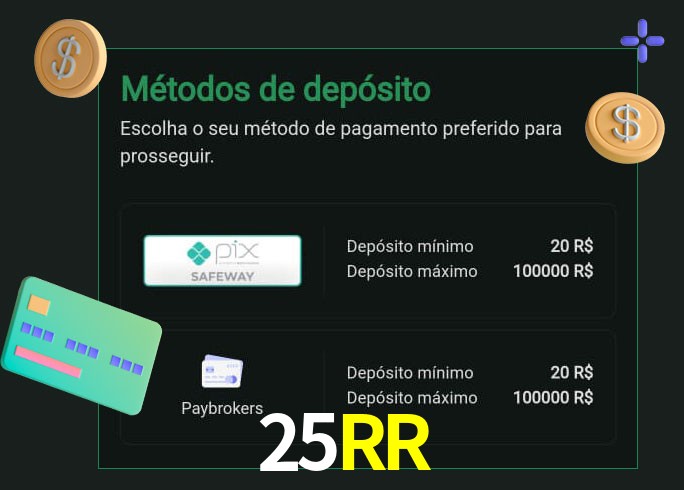 O cassino 25RR oferece uma grande variedade de métodos de pagamento